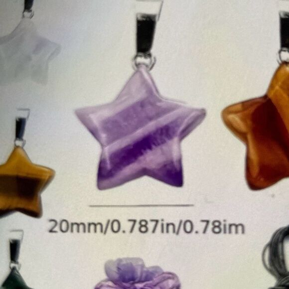 Star Glass Crystal on leather necklace - Picture 3 of 4